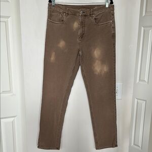 Faherty Mens Stretch Terry 5 Pocket Bleached Mid Rise Slim Leg Rugged Pant 33x32